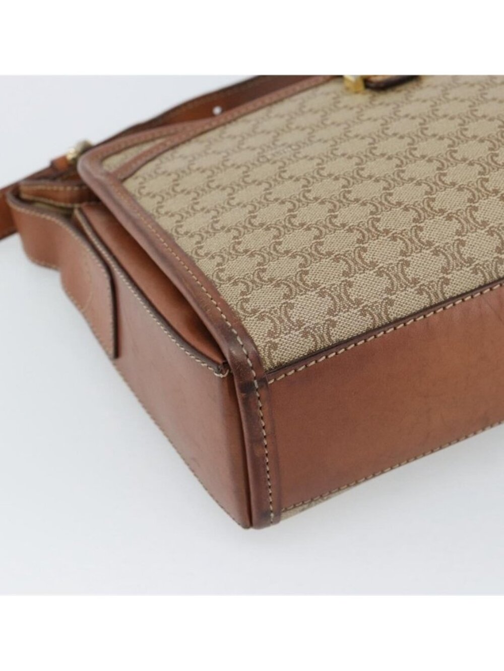 Authentic CELINE Macadam Canvas Shoulder Bag PVC Beige Gold - Picture 11 of 16